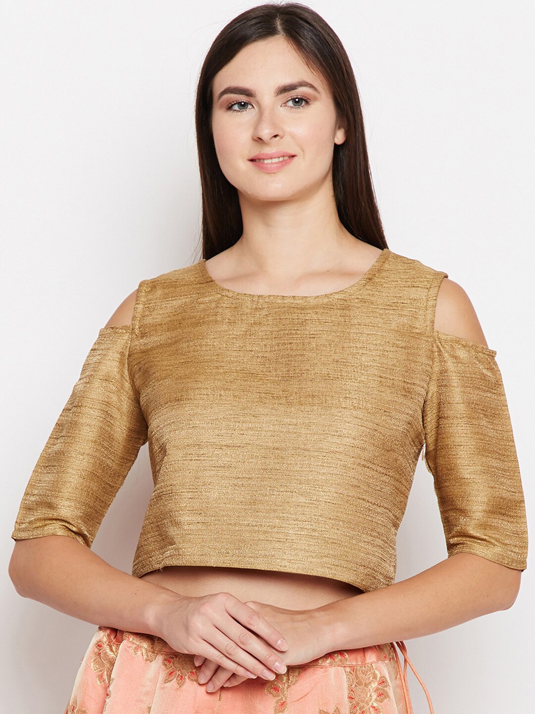 

Be Indi Beige Pure Silk Georgette Crop Top