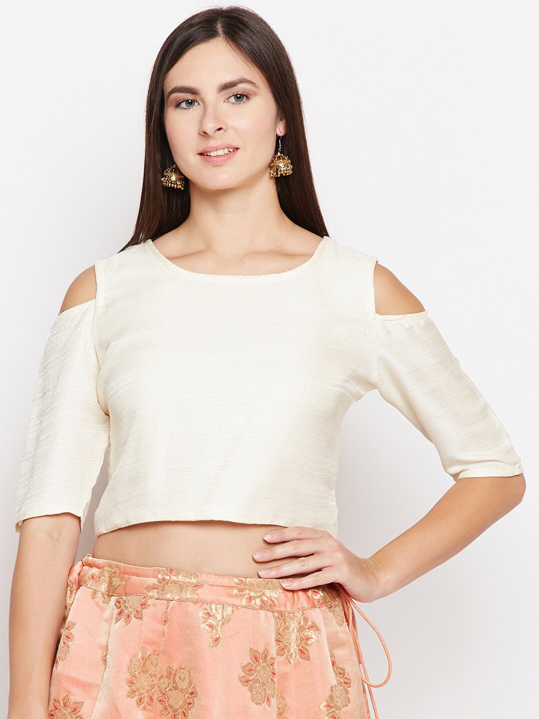 

Be Indi Off White Pure Silk Crop Top