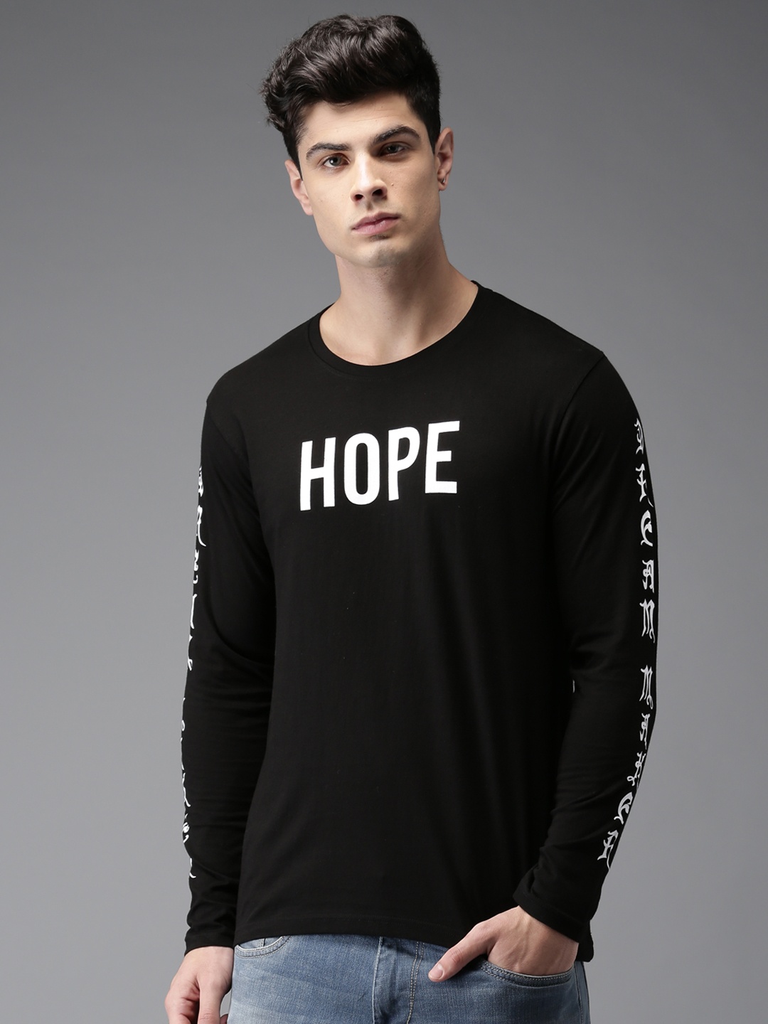 

Moda Rapido Men Black Printed Pure Cotton T-shirt