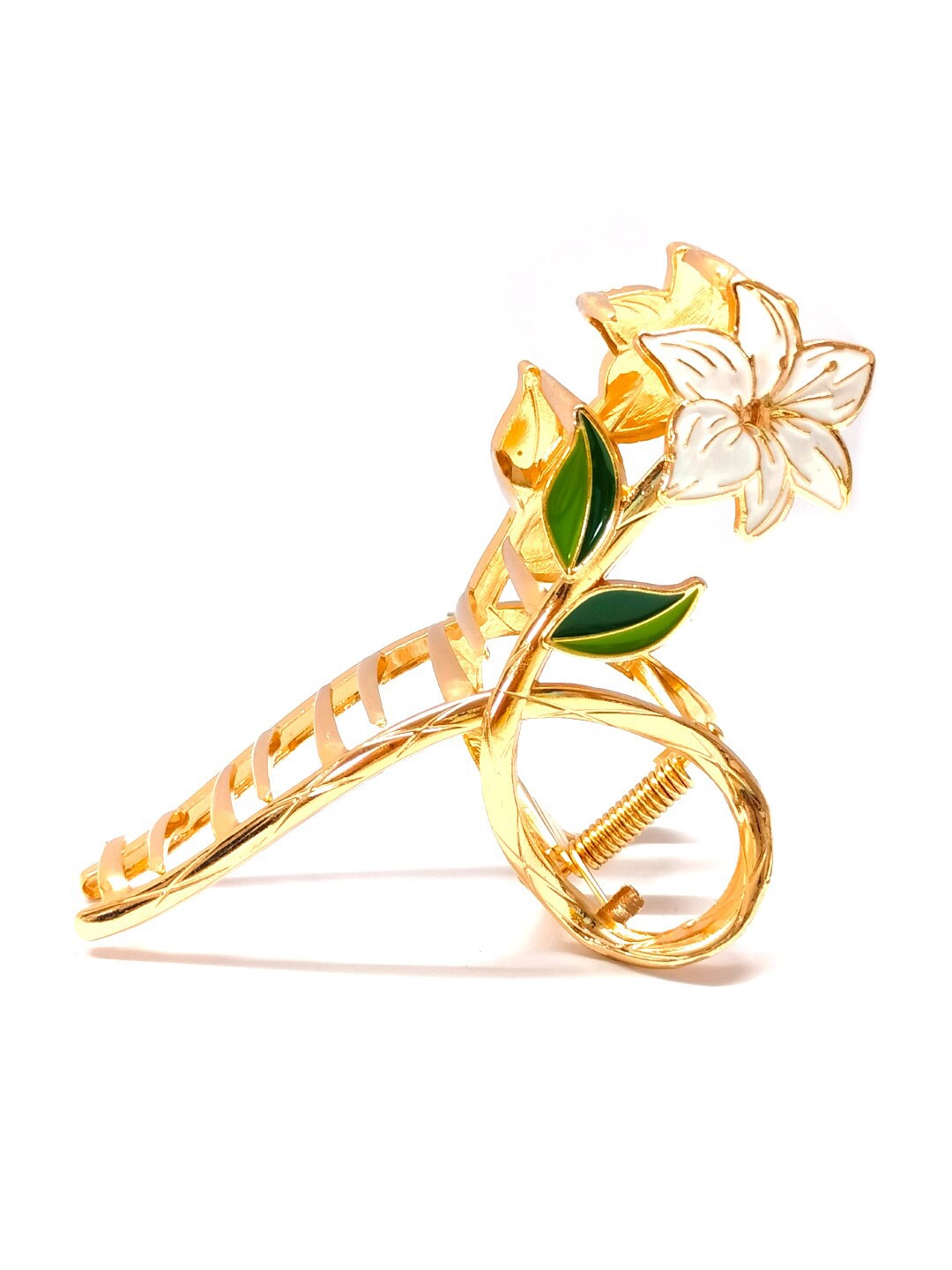 

OOMPH Women Gold-Toned & Green Embellished Claw Clip