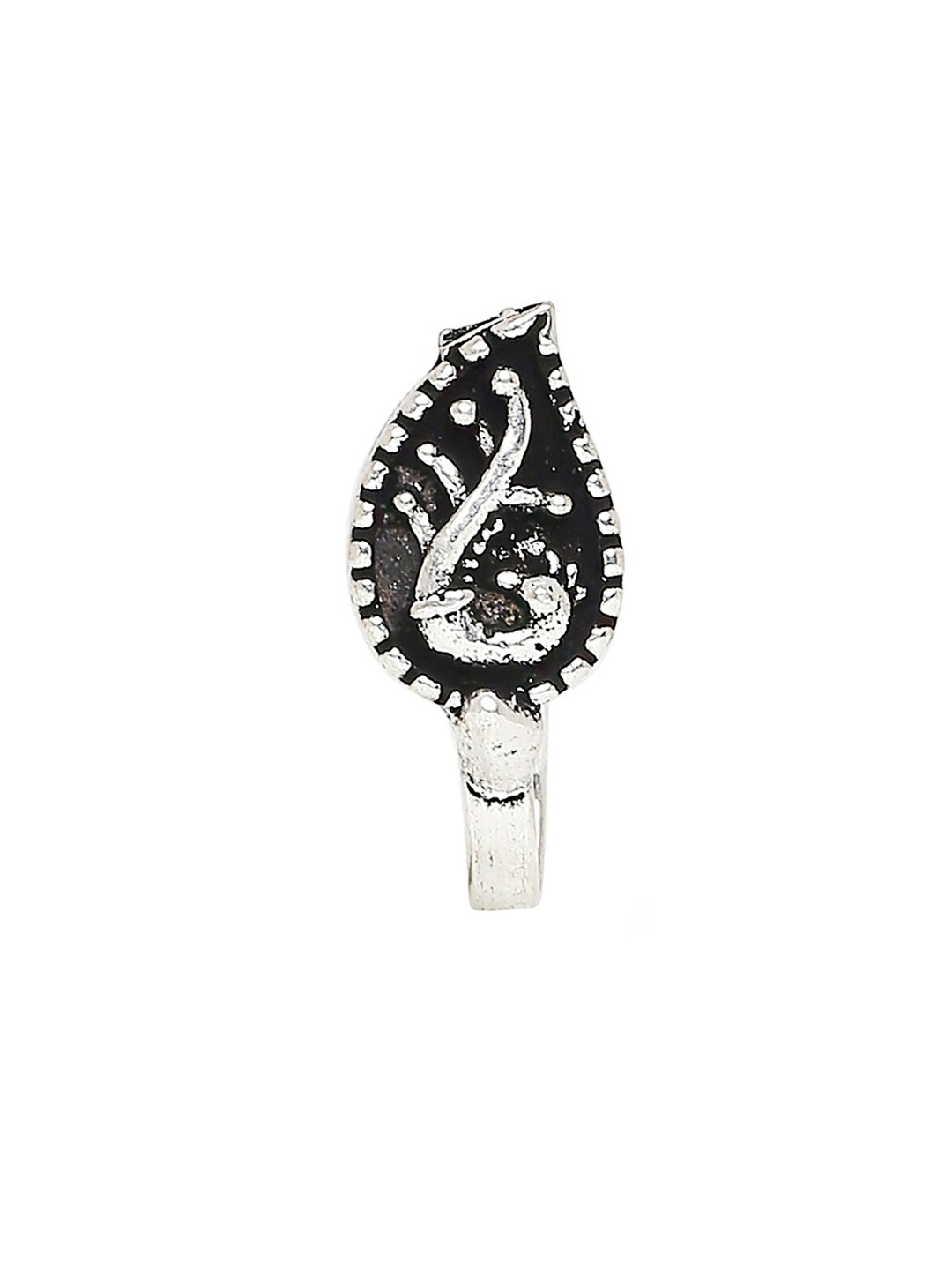 

OOMPH Women Oxidized Silver-Toned & Textured Nosepin