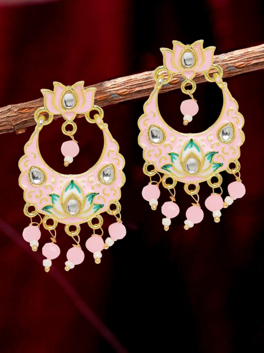 

OOMPH Pink Contemporary Chandbalis Earrings