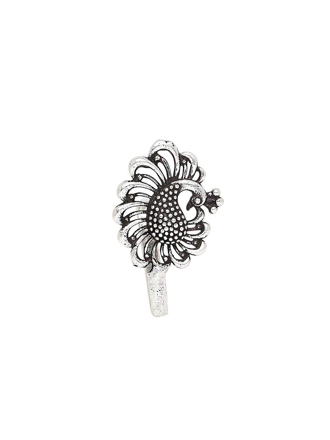

OOMPH Women Silver-Toned Oxidised Nosepin