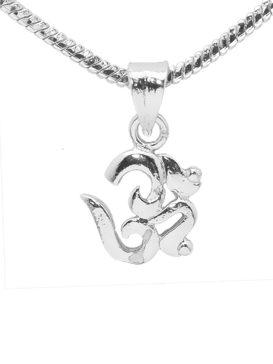 

OOMPH Men Silver-Toned Om Pendant Chain