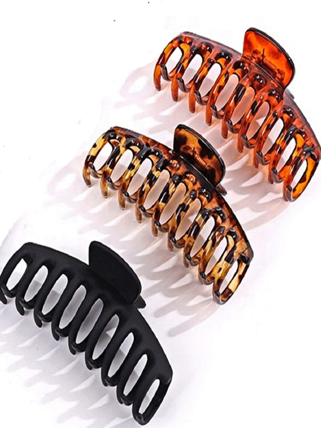 

OOMPH Women Black & Brown Set of 3 Claw Clip