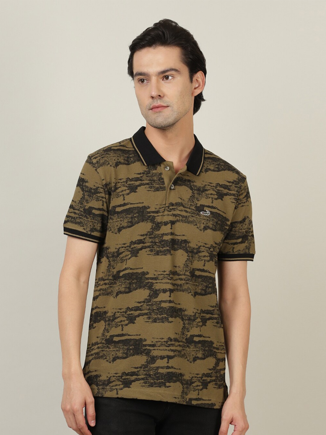 

Crocodile Men Brown Printed Polo Collar Slim Fit T-shirt