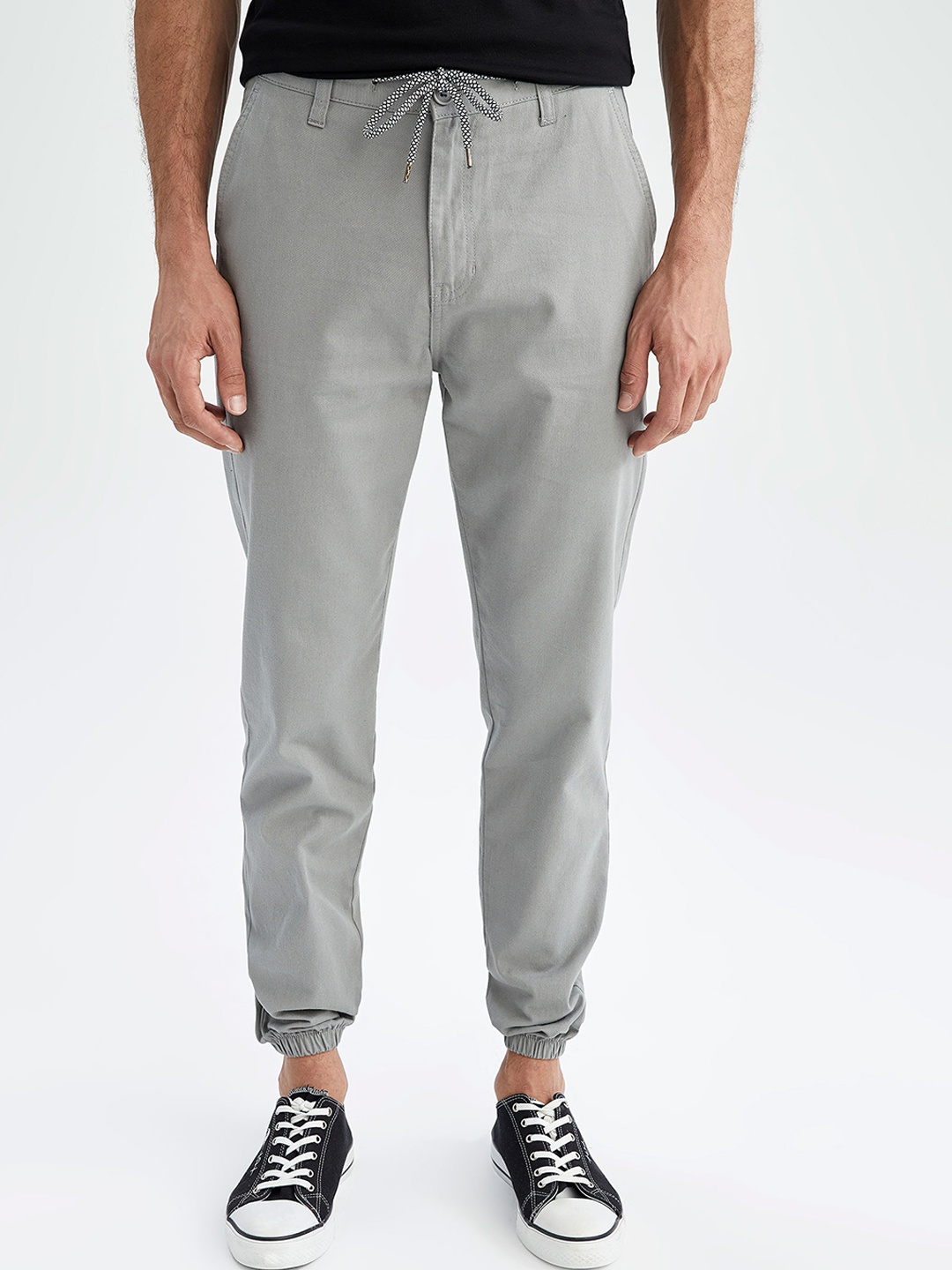 

DeFacto Men Grey Joggers Solid Pure Cotton Joggers