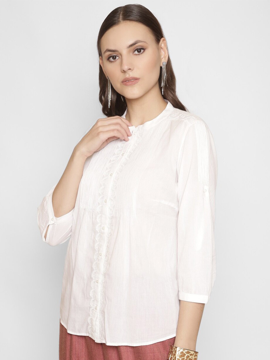 

250 DESIGNS Women White Standard Floral Casual Shirt