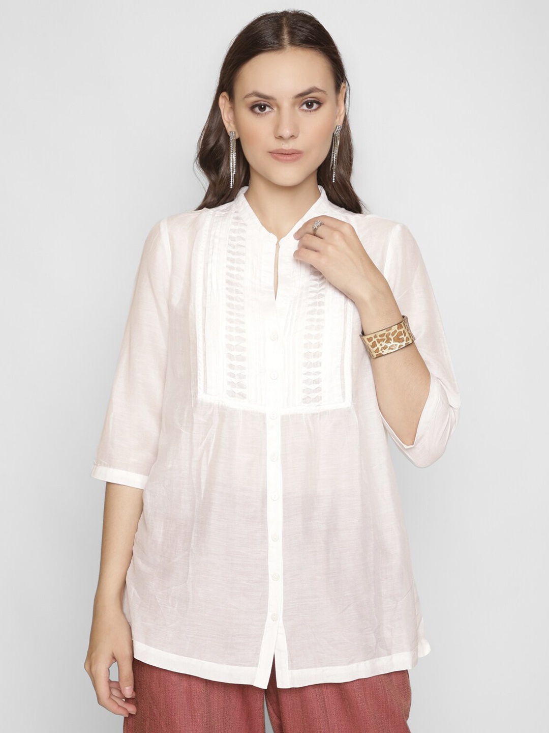 

250 DESIGNS Women White Standard Casual Shirt