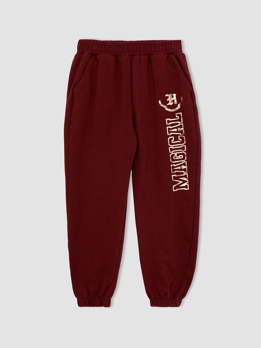 

DeFacto Girls Maroon Printed Joggers