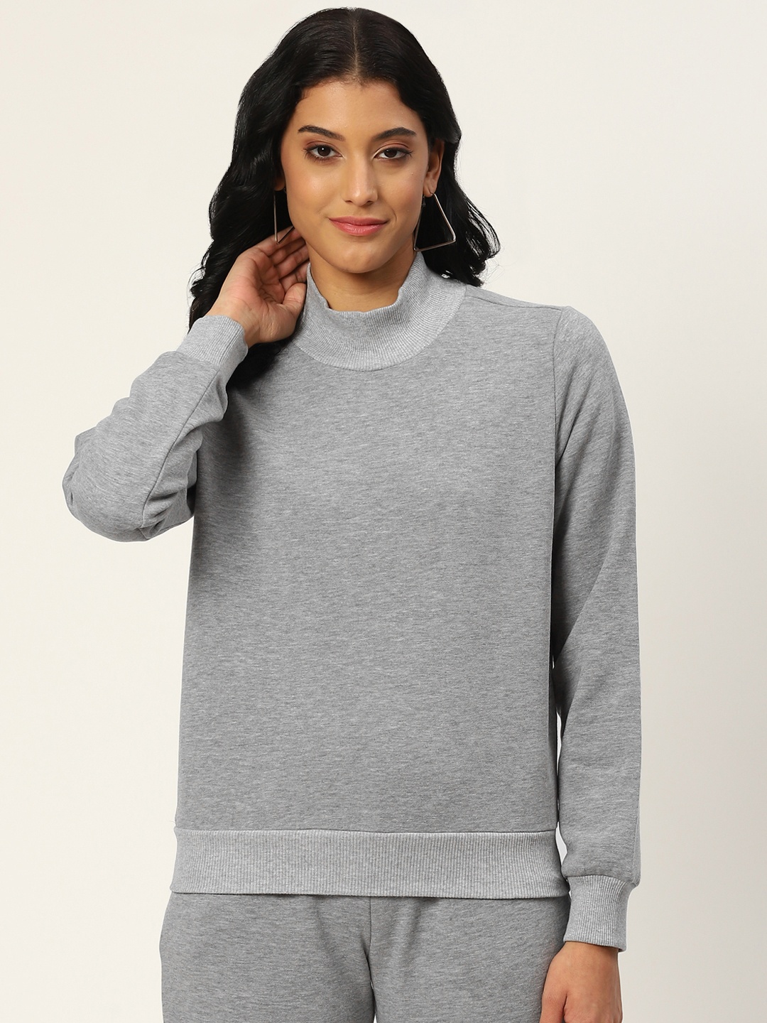 

Aayna Women Grey Solid Pullover Sweatshirt