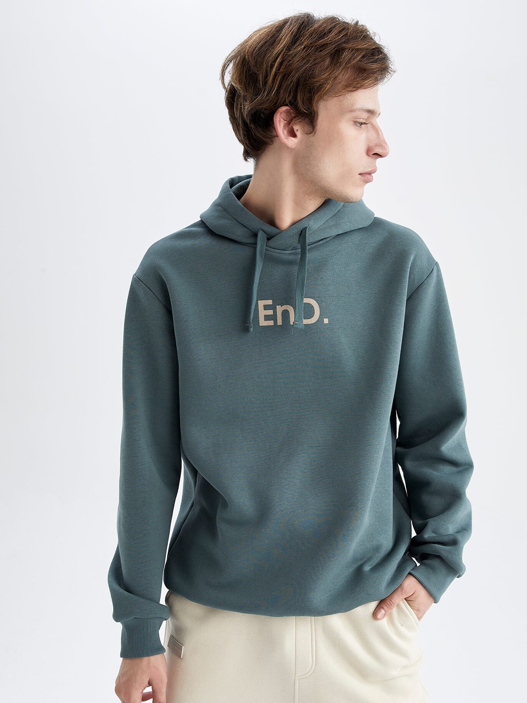 

DeFacto Men Green Printed Sweatshirt