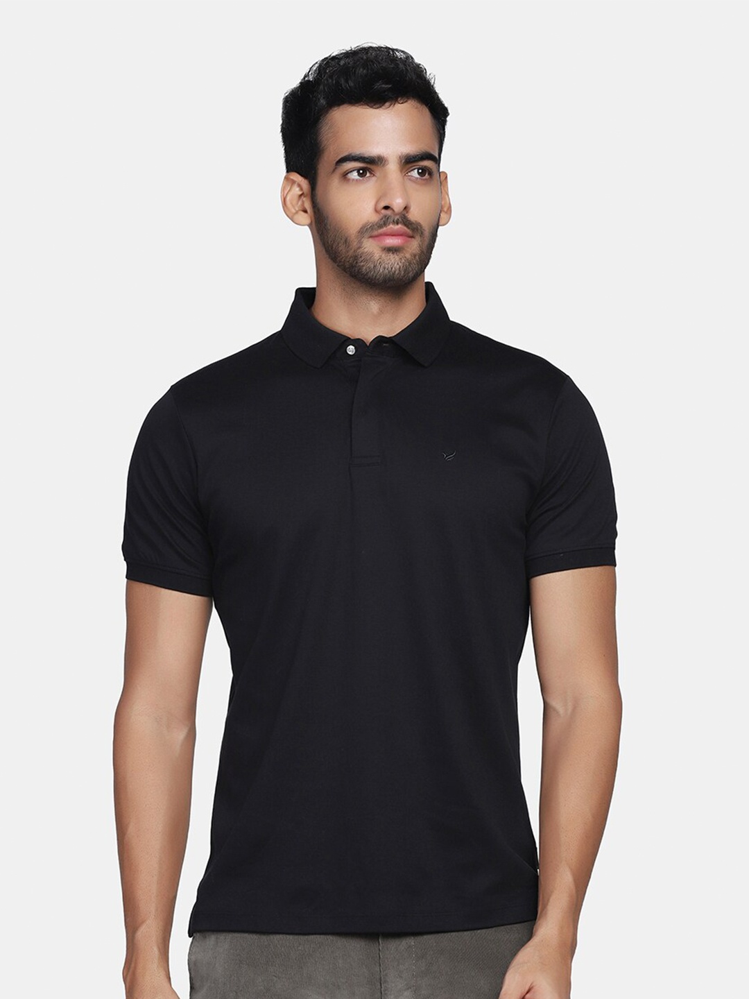 

Blackberrys Men Black Polo Collar Slim Fit Pure Cotton T-shirt