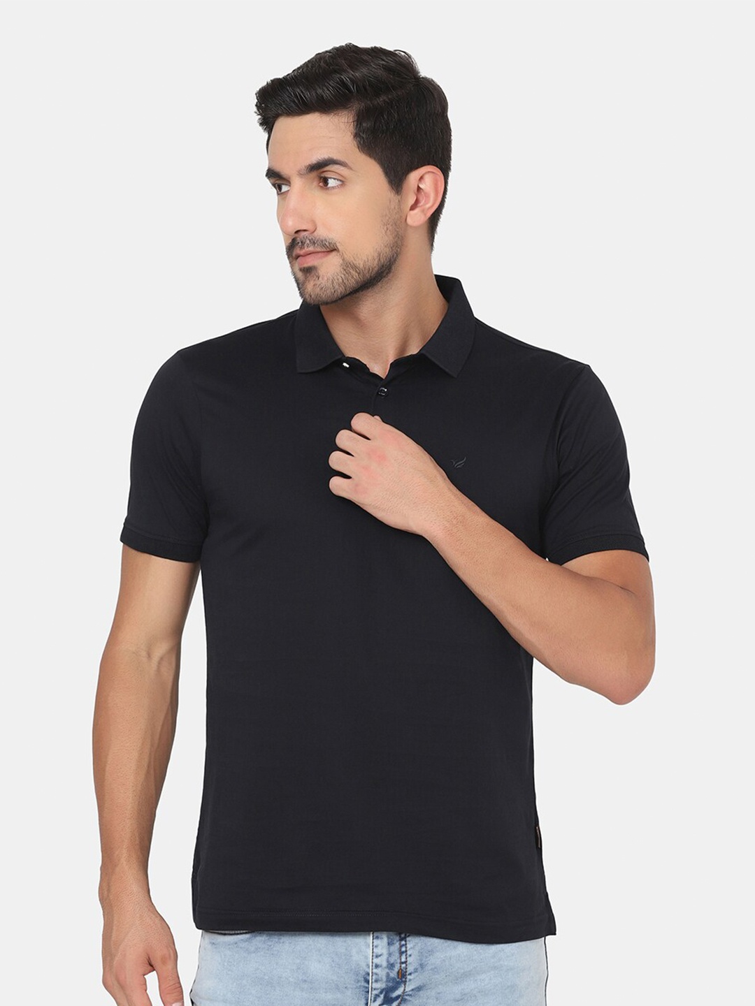 

Blackberrys Men Navy Blue Polo Collar Slim Fit T-shirt