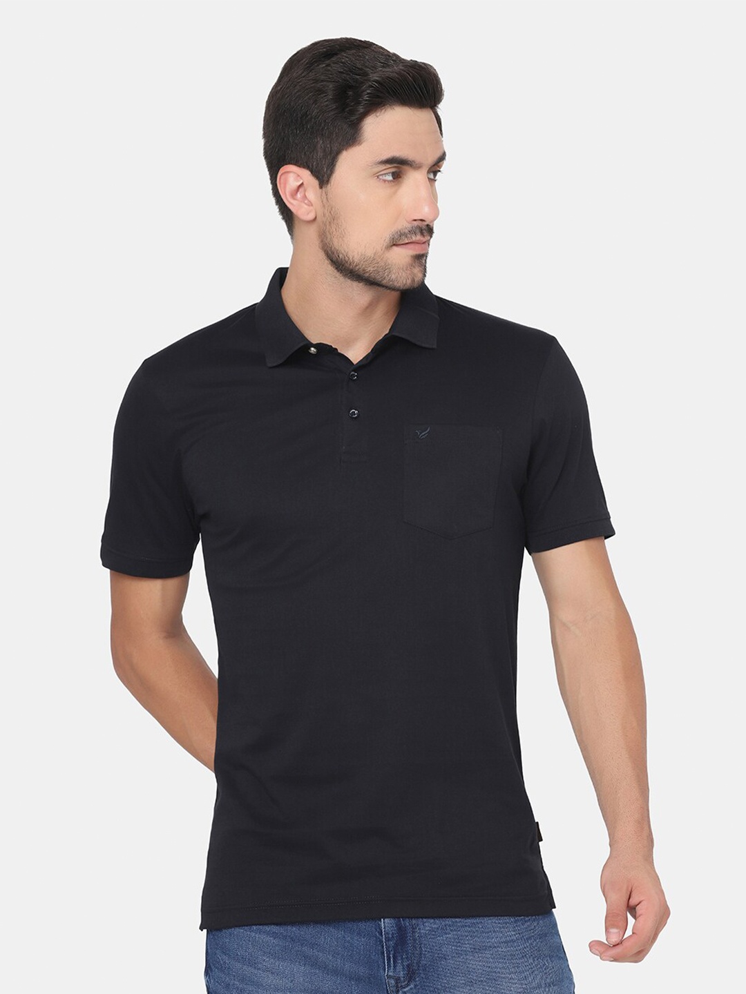 

Blackberrys Men Navy Blue Polo Collar Slim Fit Cotton T-shirt