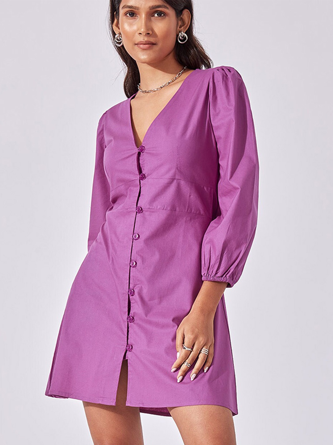 

The Label Life Mauve Solid A-Line Dress