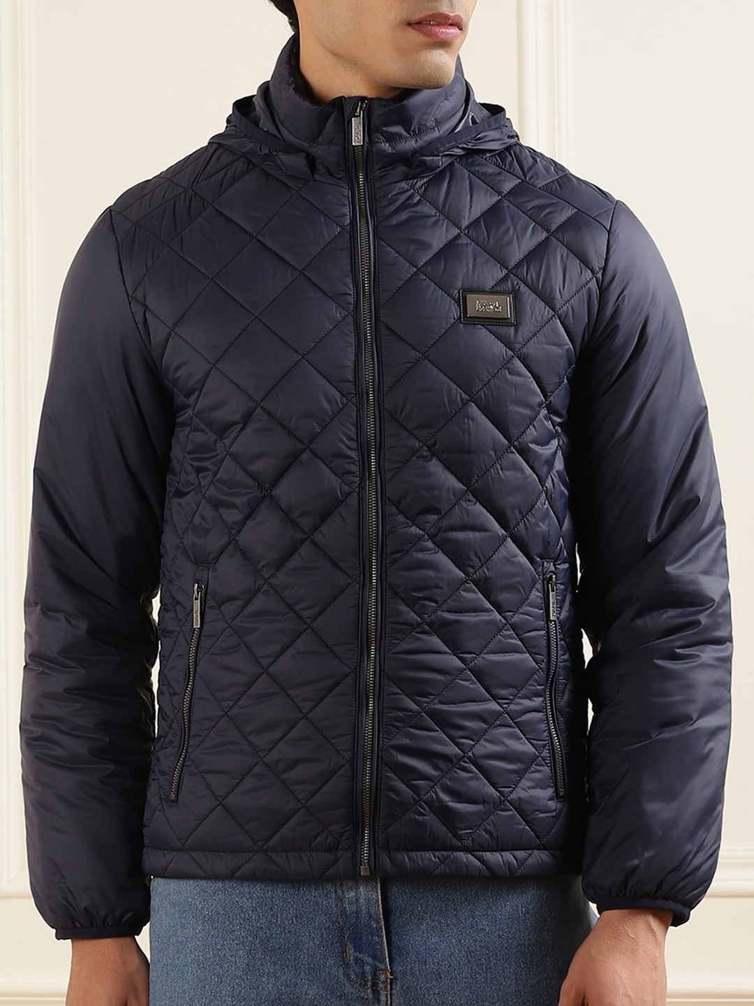 

Karl Lagerfeld Men Navy Blue Quilted Jacket