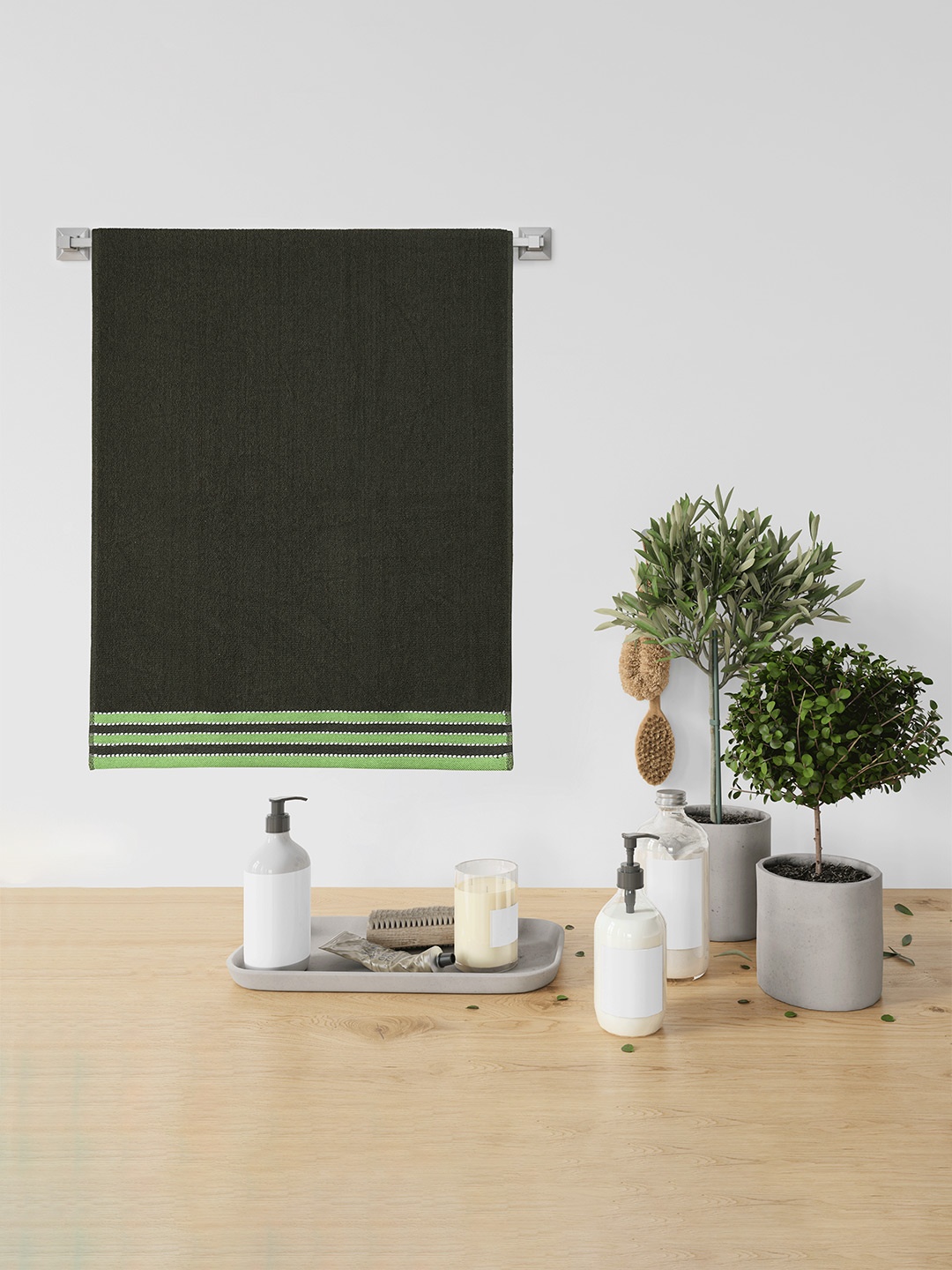 

Urban Magic Grey Solid 400 GSM Cotton Bath Towel, Olive
