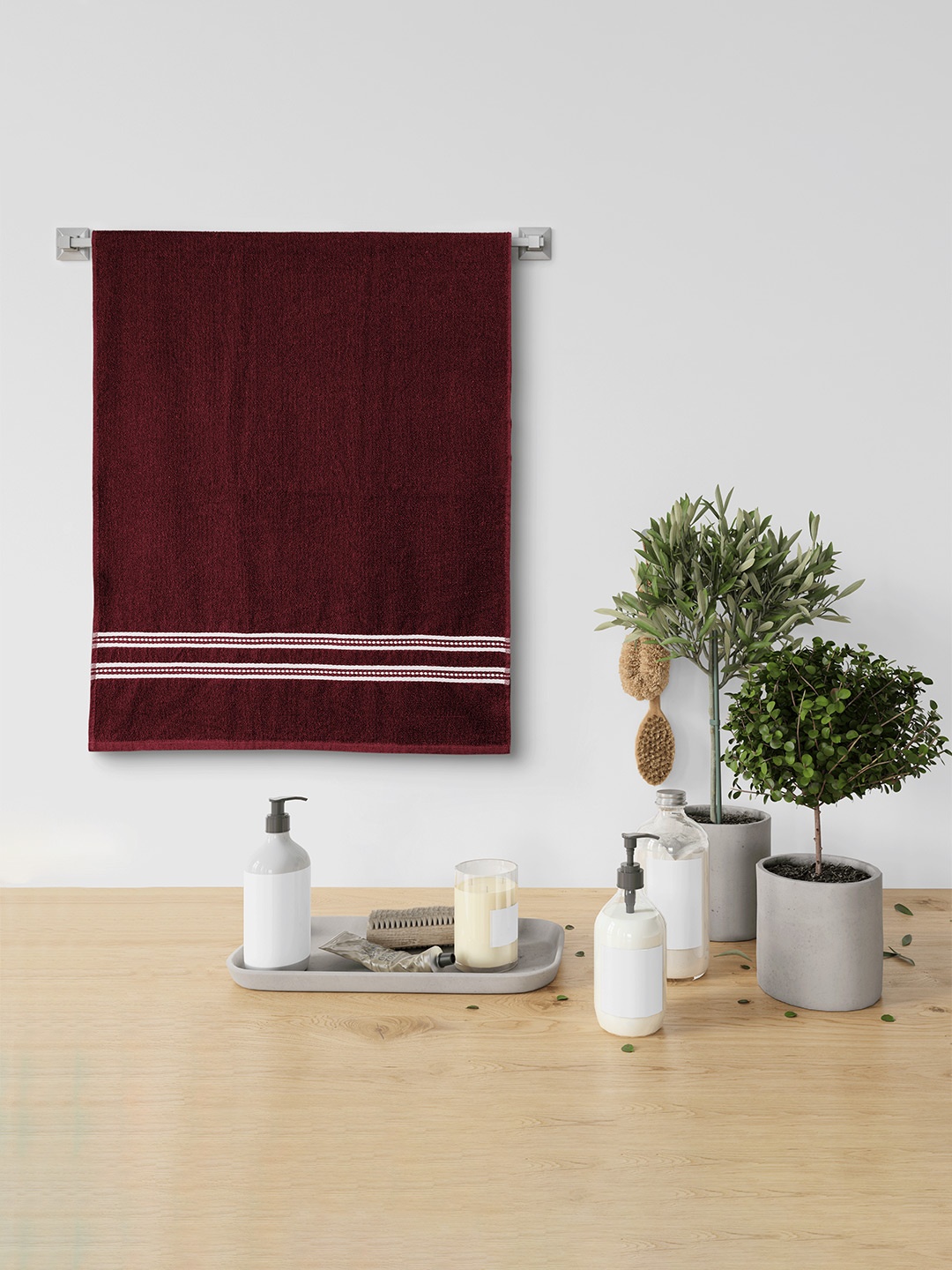 

Urban Magic Maroon Solid 380 GSM Bath Towel