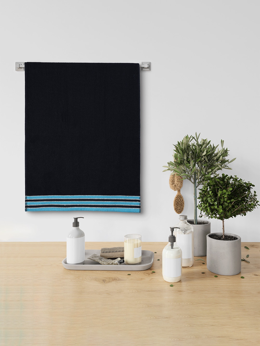 

Urban Magic Navy Blue Solid 380 GSM Cotton Bath Towel