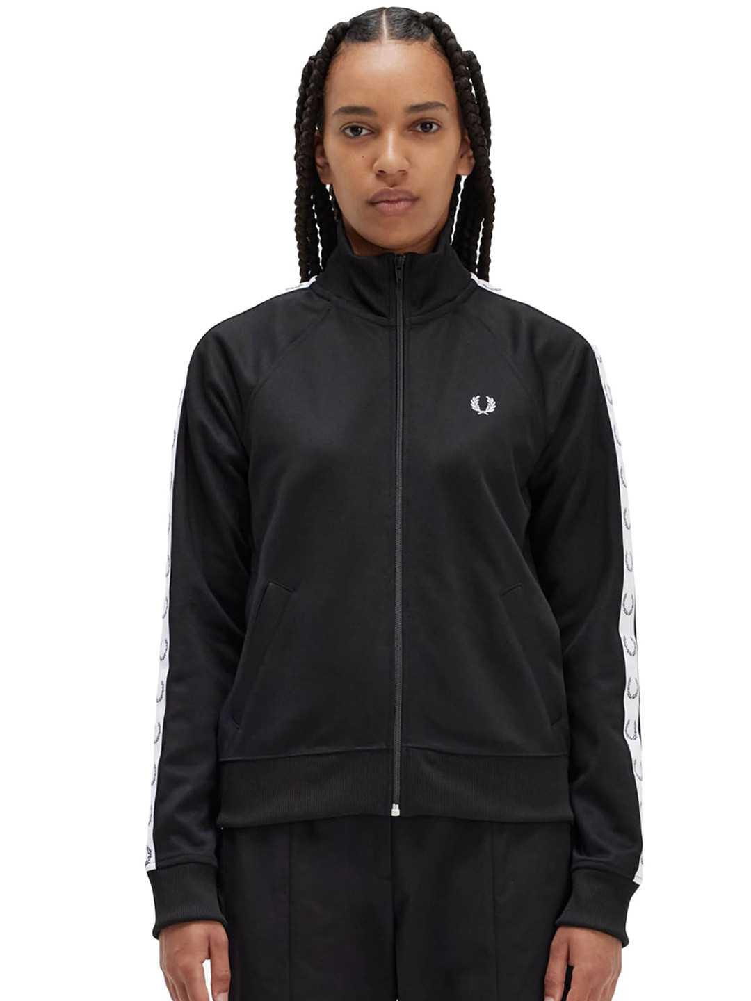 

Fred Perry Women Black White Striped Tailored Jacket