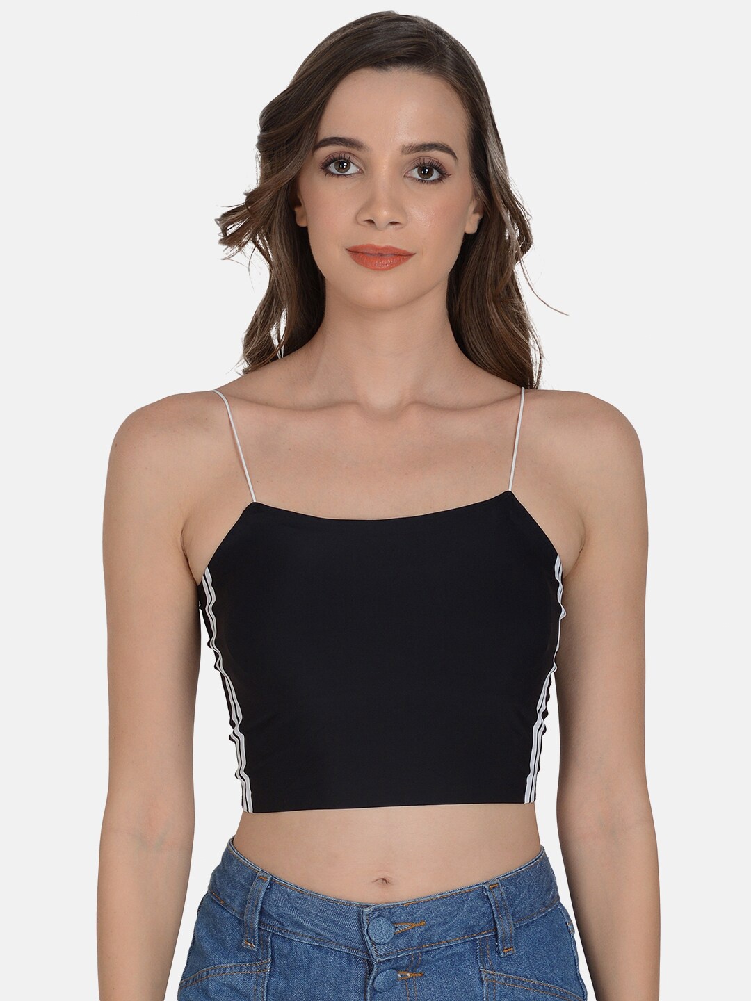 

mod & shy Black & White Non-Wired Removable Padding Bralette Bra