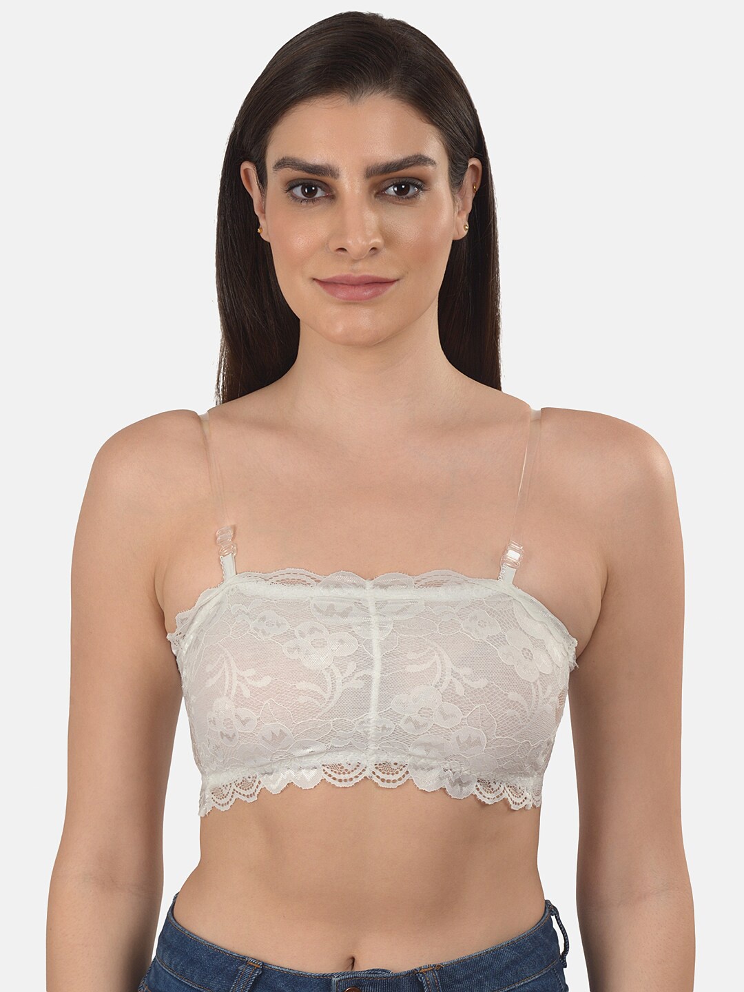 

mod & shy White Lightly Padded Bralette Lace Bra MS341new-32A