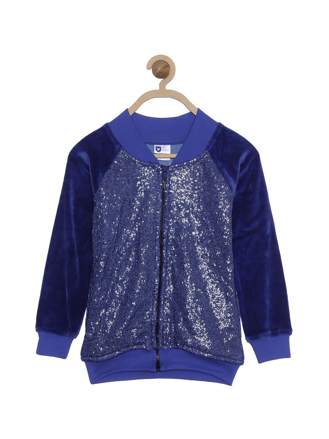 

612League Girls Blue Embellished Acrylic Sweatshirt
