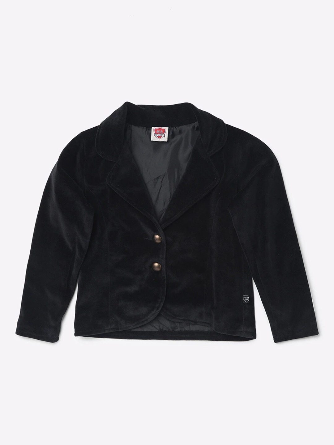 

612League Girls Black Fleece Crop Open Front Jacket