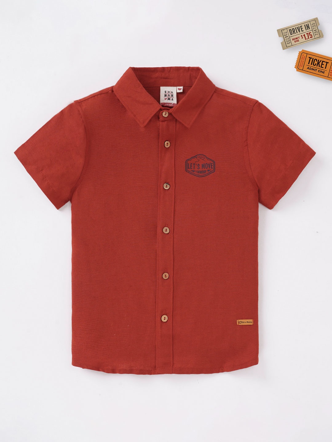 

Ed-a-Mamma Boys Rust Solid Casual Shirt