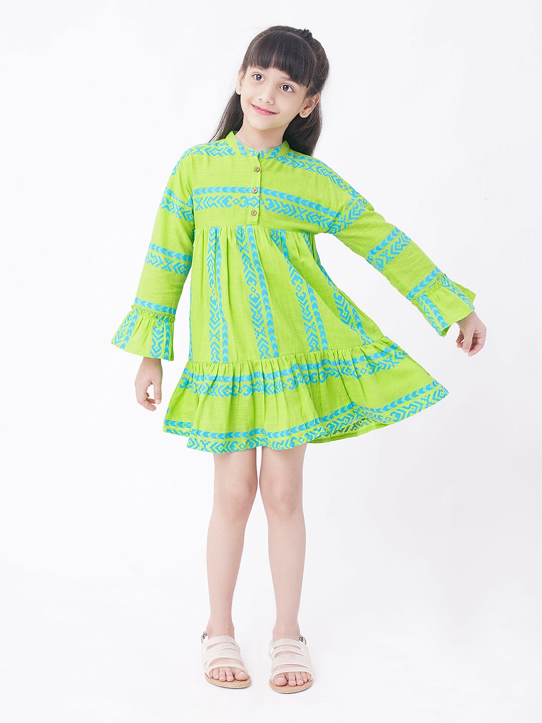 

Ed-a-Mamma Girls Green & Blue A-Line Dress