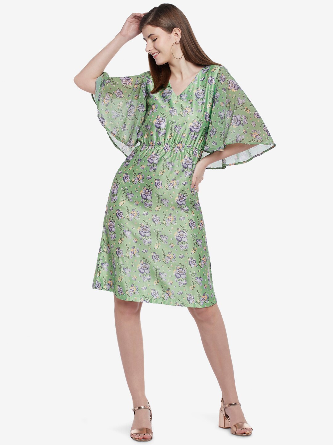 

Emmyrobe Green Floral Printed Satin Dress