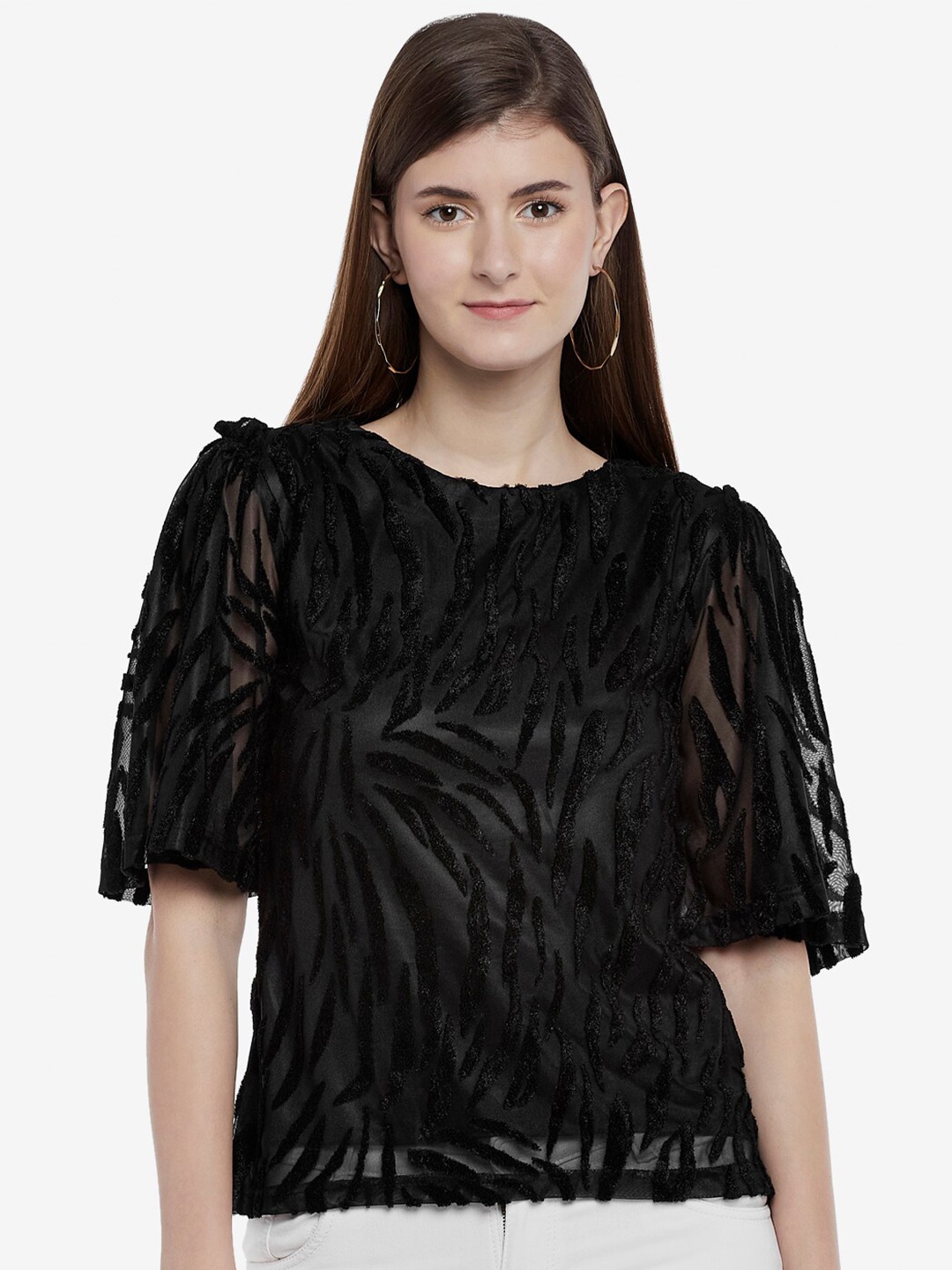 

Emmyrobe Women Black Animal Top