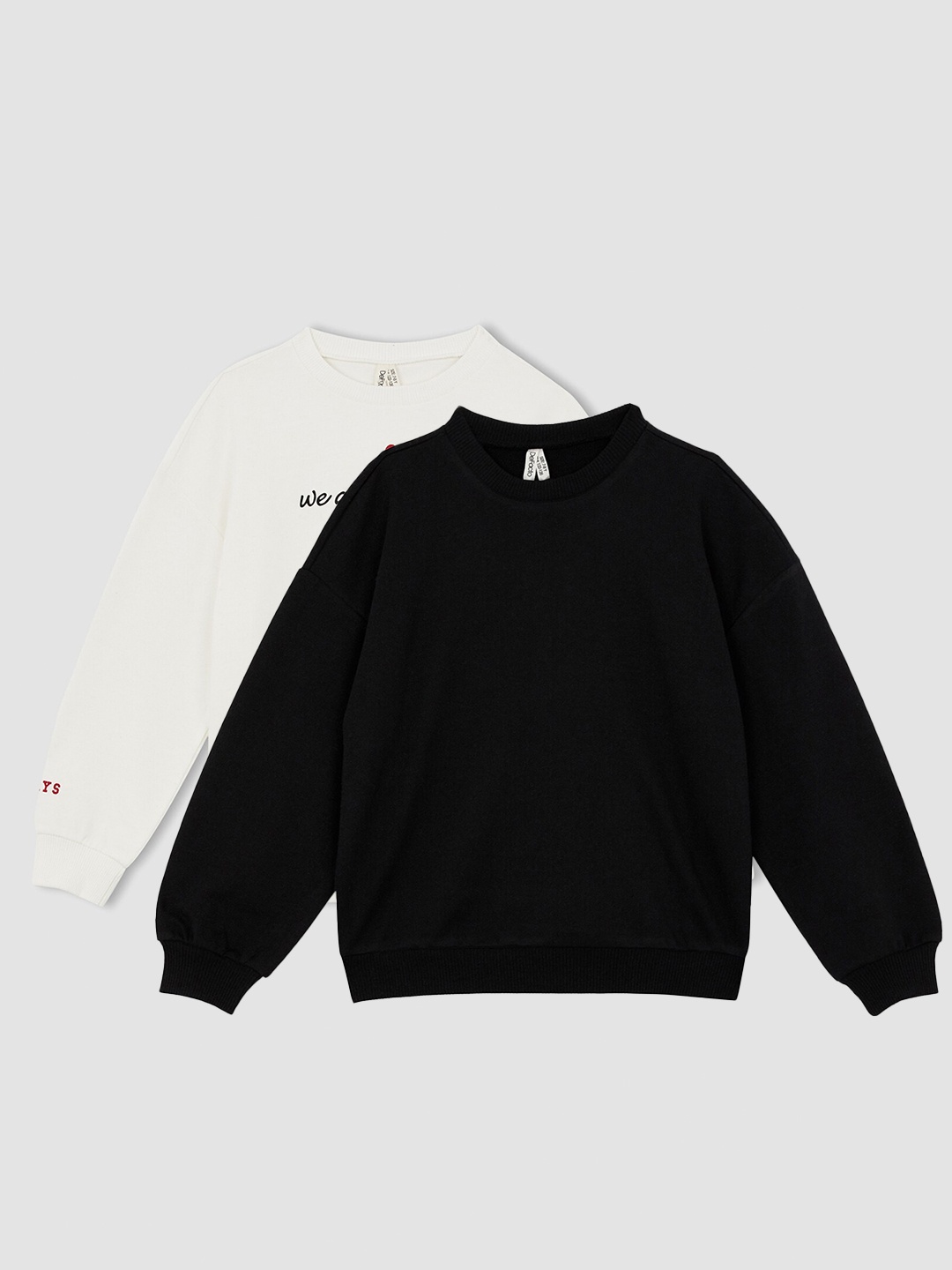 

DeFacto Girls Pack of 2 White & Black Sweatshirt