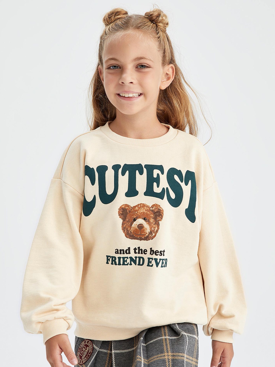 

DeFacto Girls Beige Printed Sweatshirt