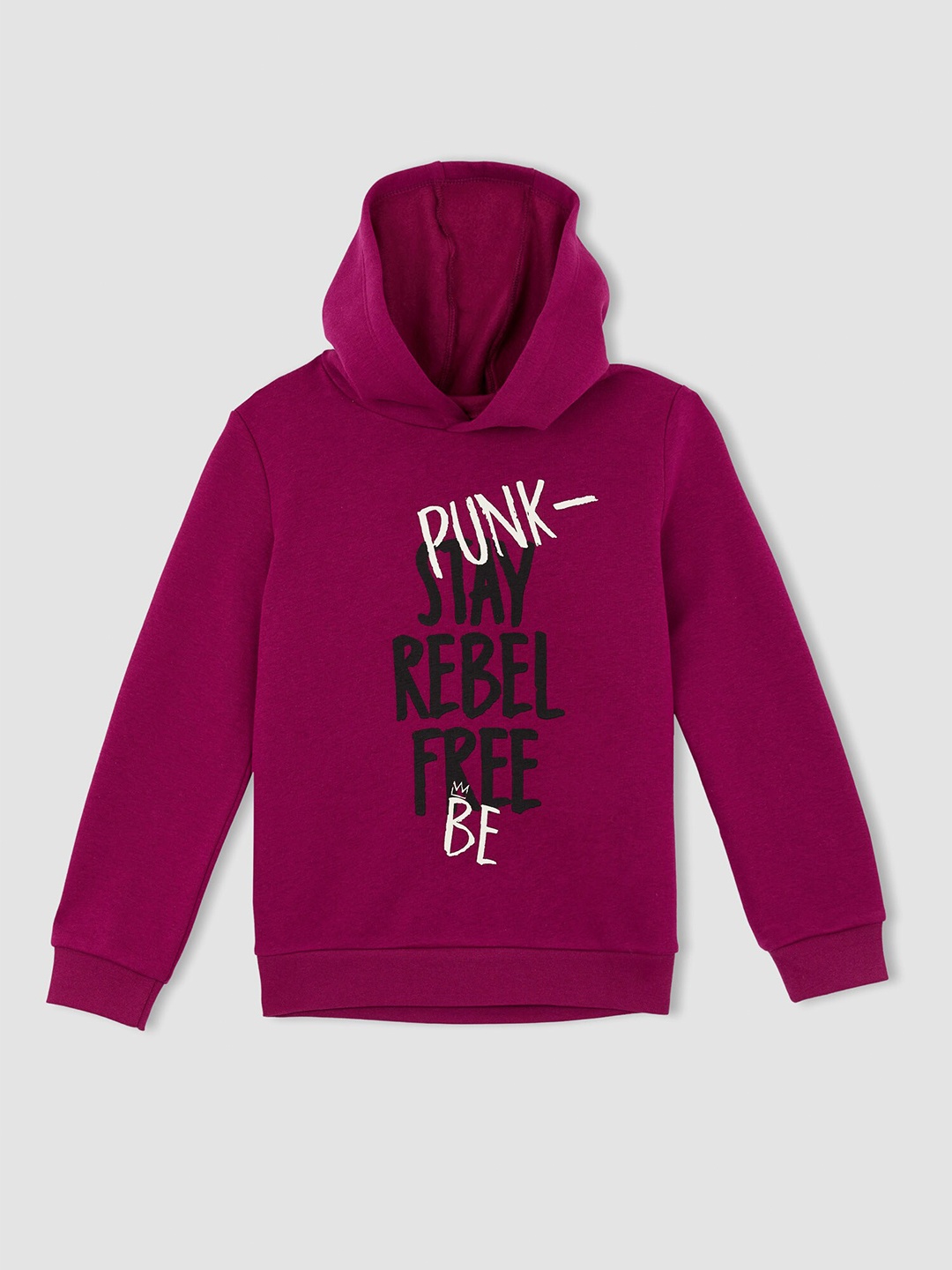 

DeFacto Boys Purple Printed Cotton Hooded Sweatshirt