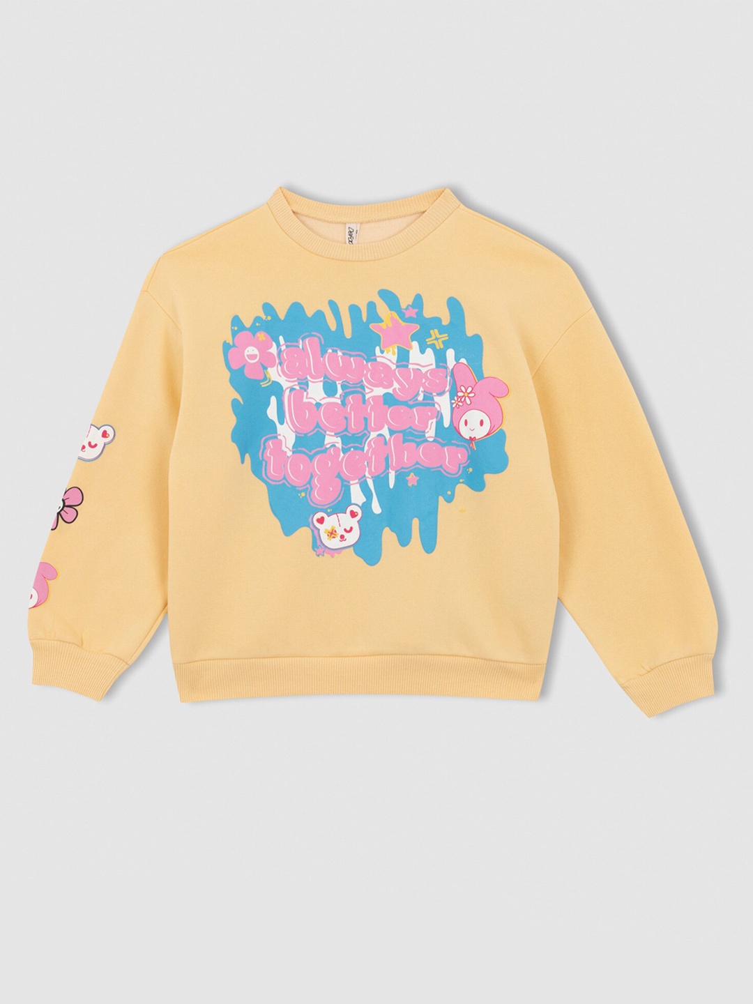 

DeFacto Girls Yellow Printed Sweatshirt