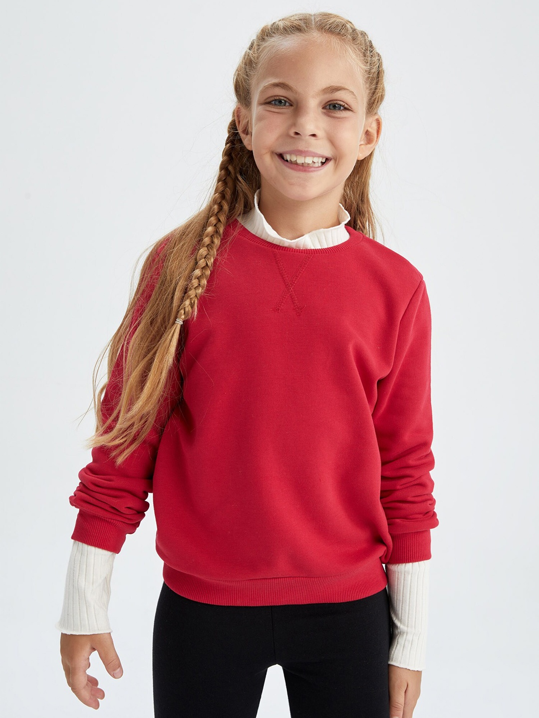 

DeFacto Girls Red & White Sweatshirt