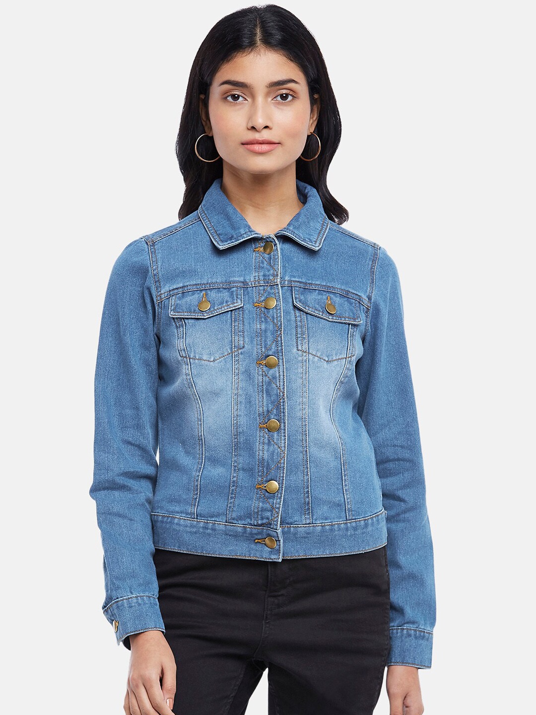 

Honey by Pantaloons Women Blue Washed Denim Jacket