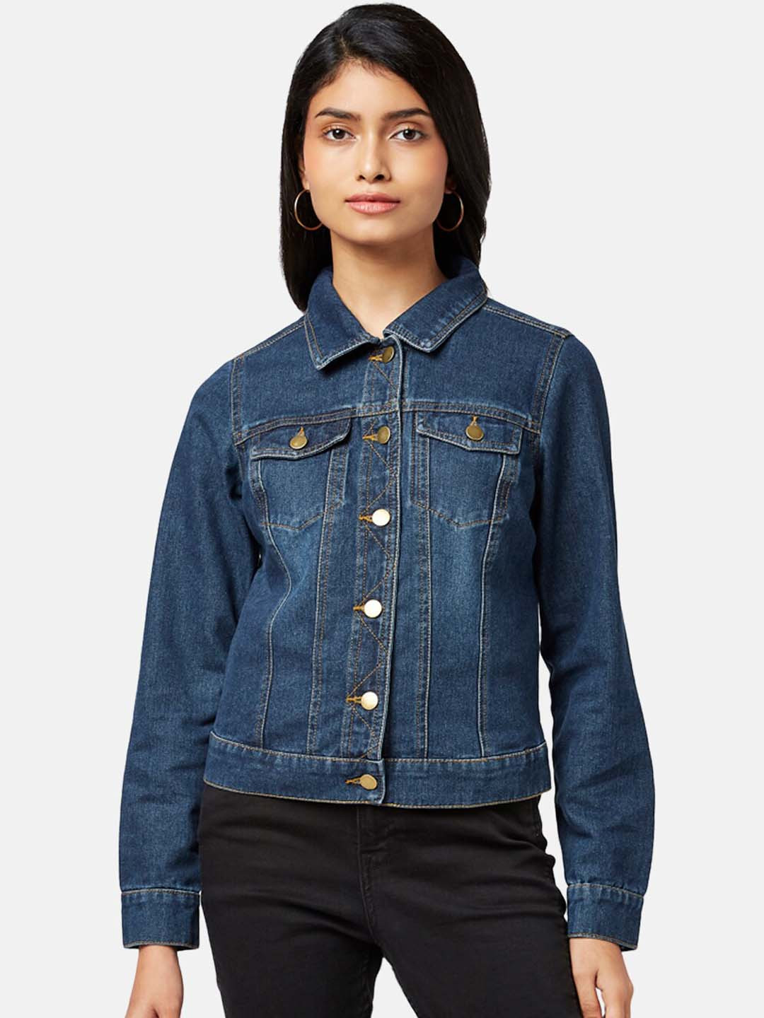 

Honey by Pantaloons Women Blue Washed Denim Jacket