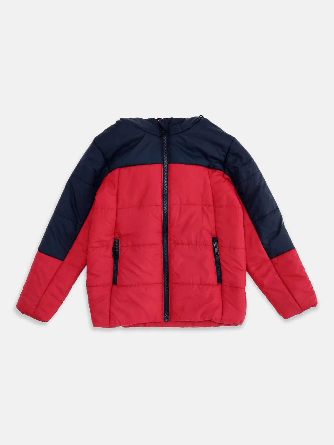 

Pantaloons Junior Boys Red Black Colourblocked Puffer Jacket