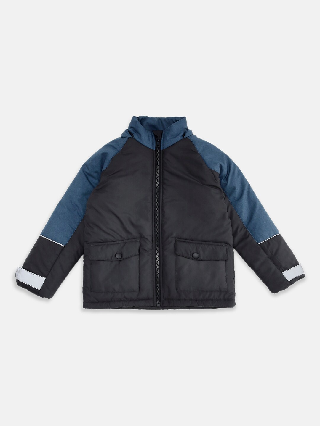 

Pantaloons Junior Boys Blue Black Colourblocked Puffer Jacket