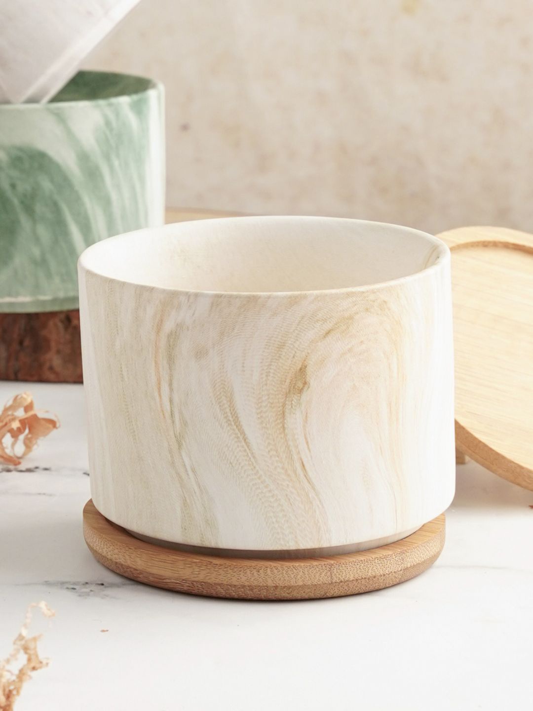 

Nestasia White & Orange Textured Planters With Coasters