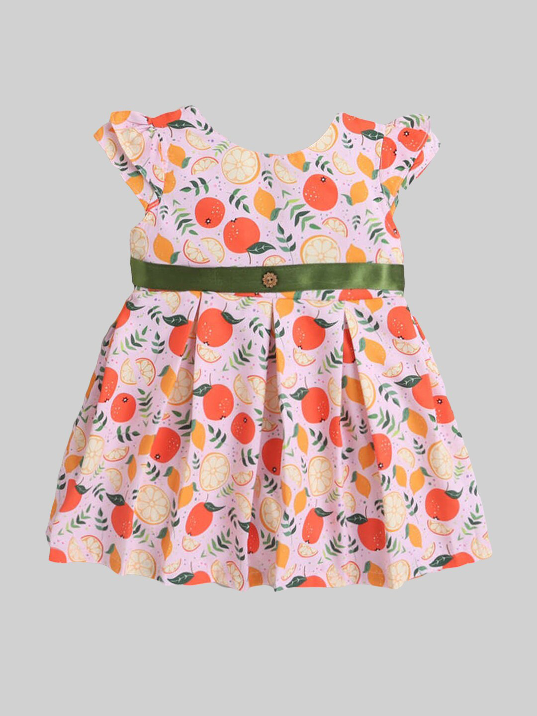 

The Magic Wand Peach-Coloured & Orange Printed Cotton Dress