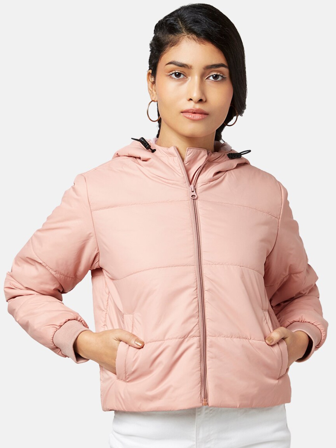 

People Women Pink Crop Puffer Jacket