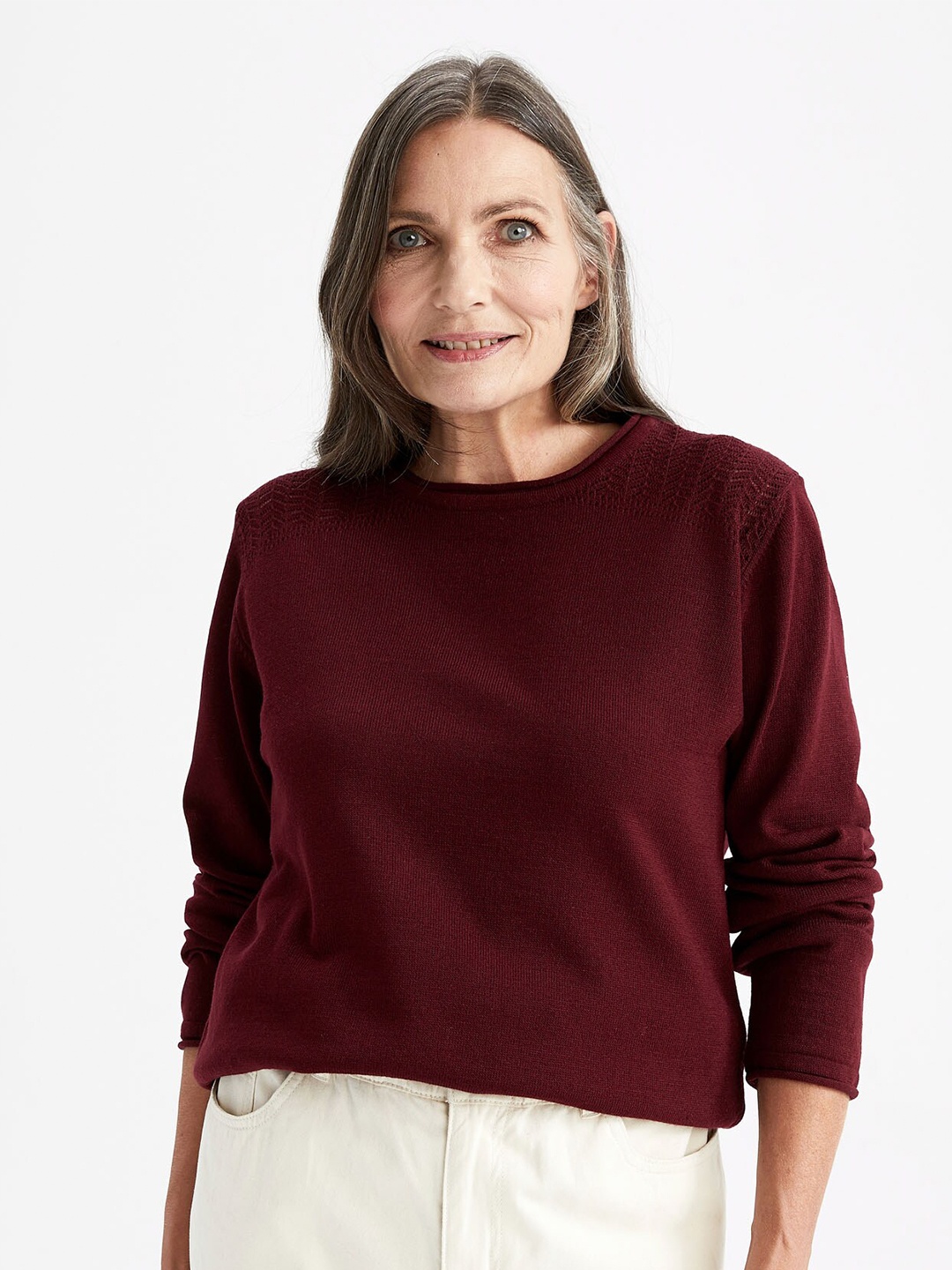 

DeFacto Women Maroon Pullover