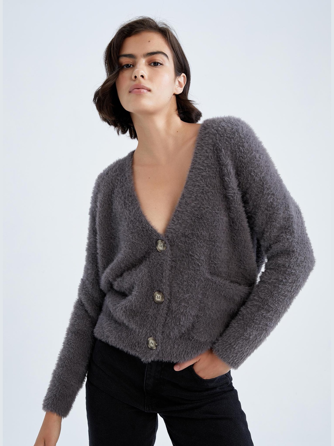 

DeFacto Women Grey Cardigan