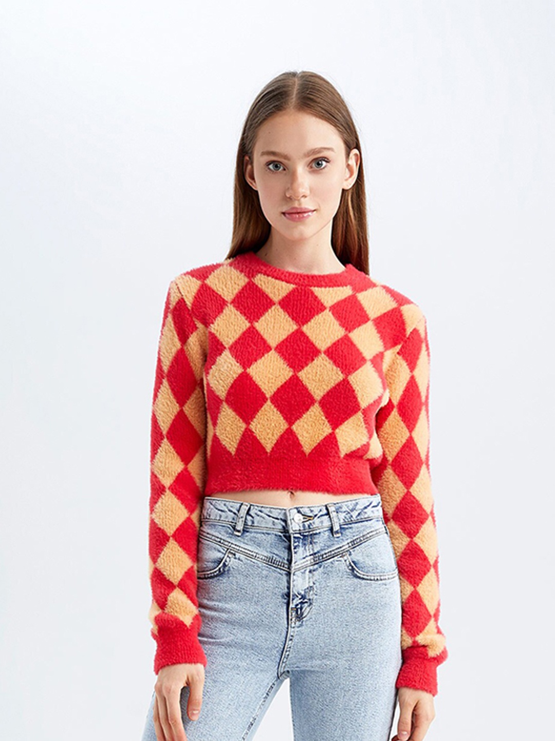 

DeFacto Women Red & Orange Polyester PU Coated Pullover