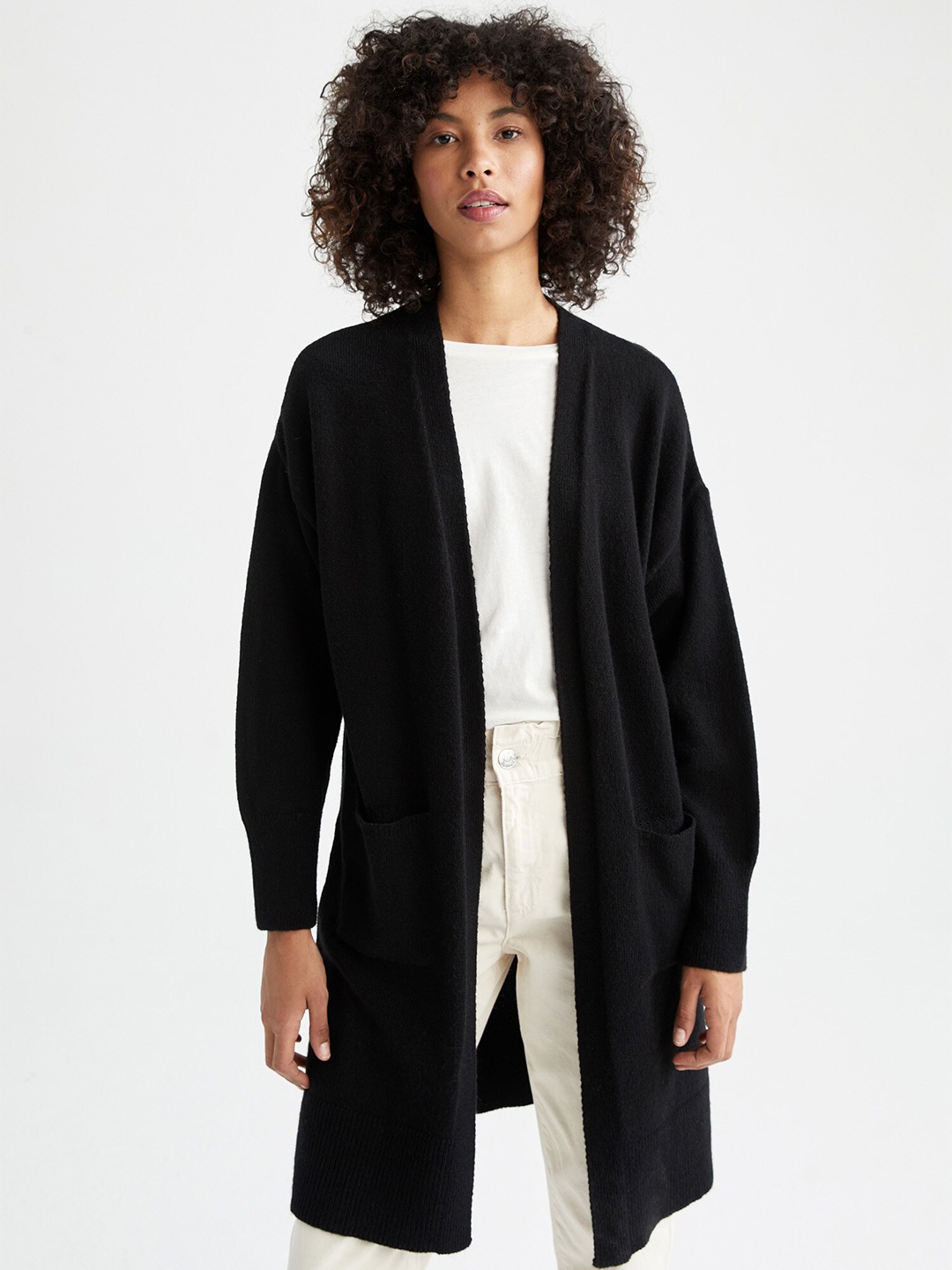 

DeFacto Women Black Longline Front Open