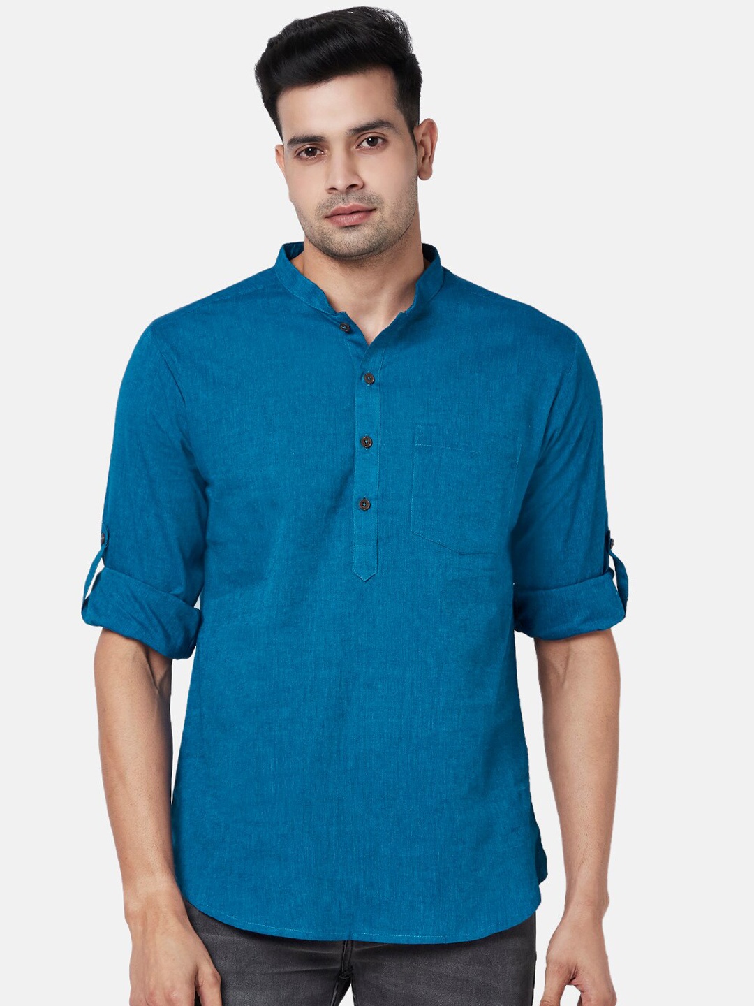 

indus route by Pantaloons Men Blue Kurta